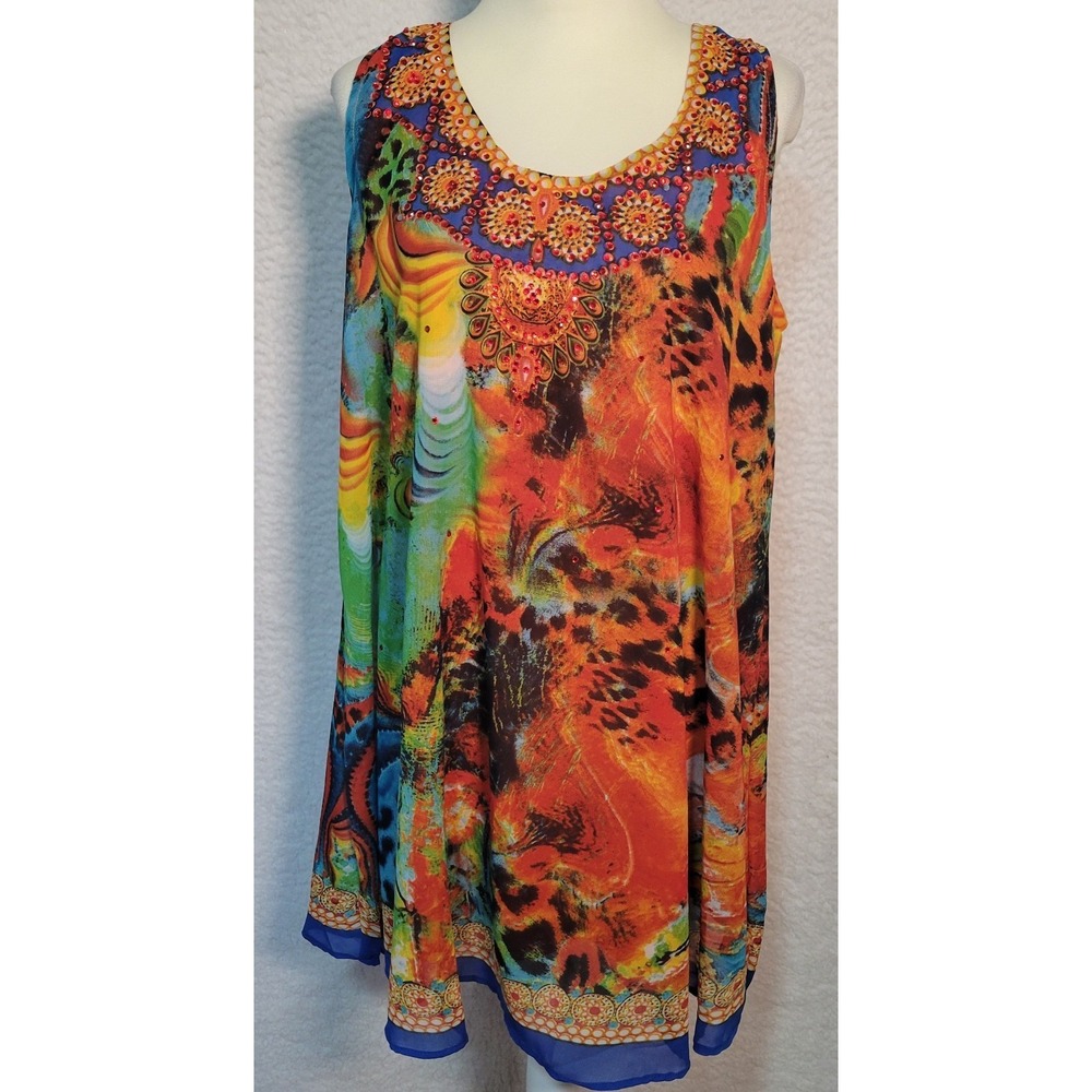 Jessica Taylor Women's Sleeveless Dress NEW NWT One Size Colorful Boho 1753